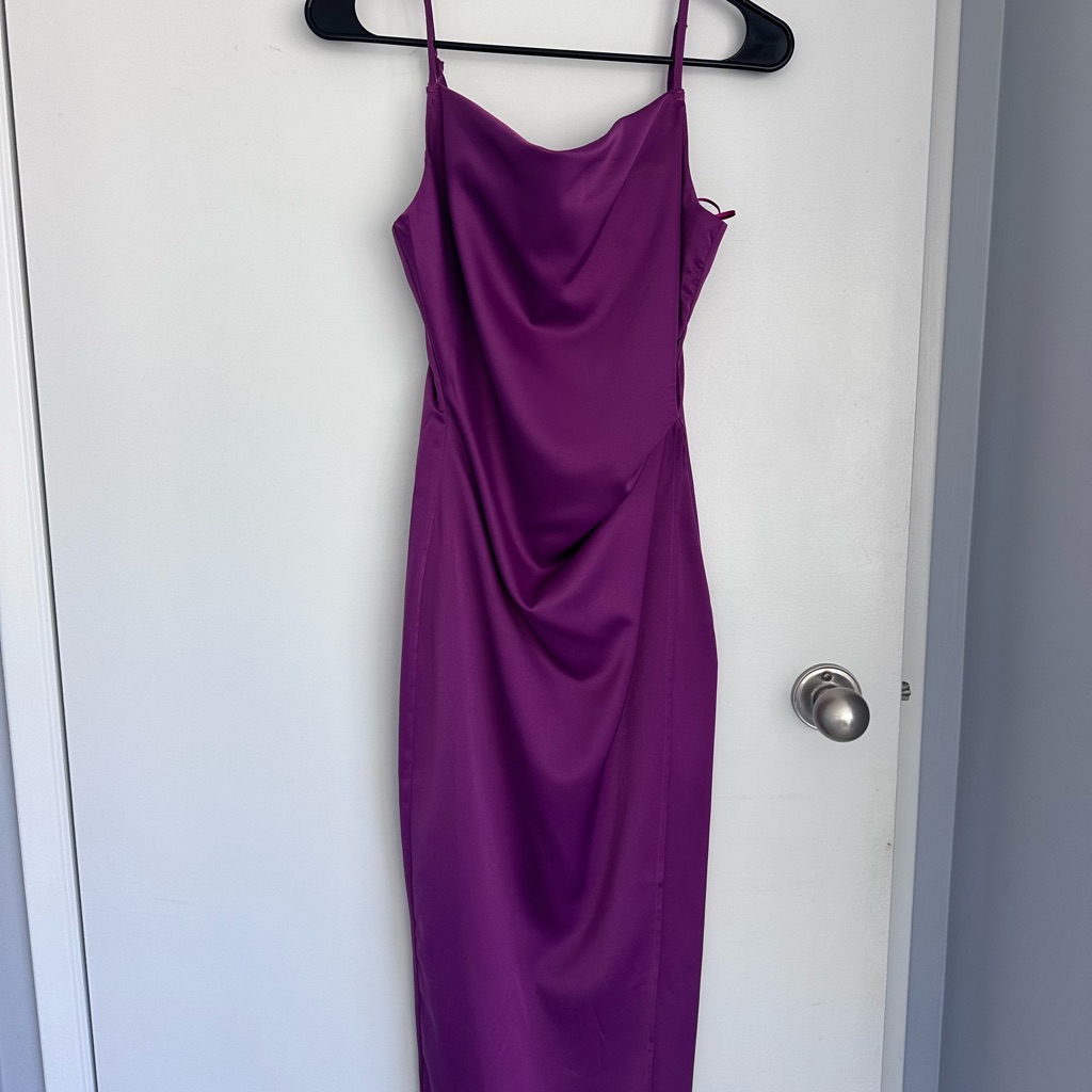 The Latest Scoop Mari Satin Slip Dress Midnight